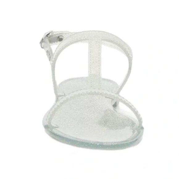 Stuart Weitzman Jelly Glitter Mellie Jelly Sandals 6‎ Clear Silver - Picture 3 of 5